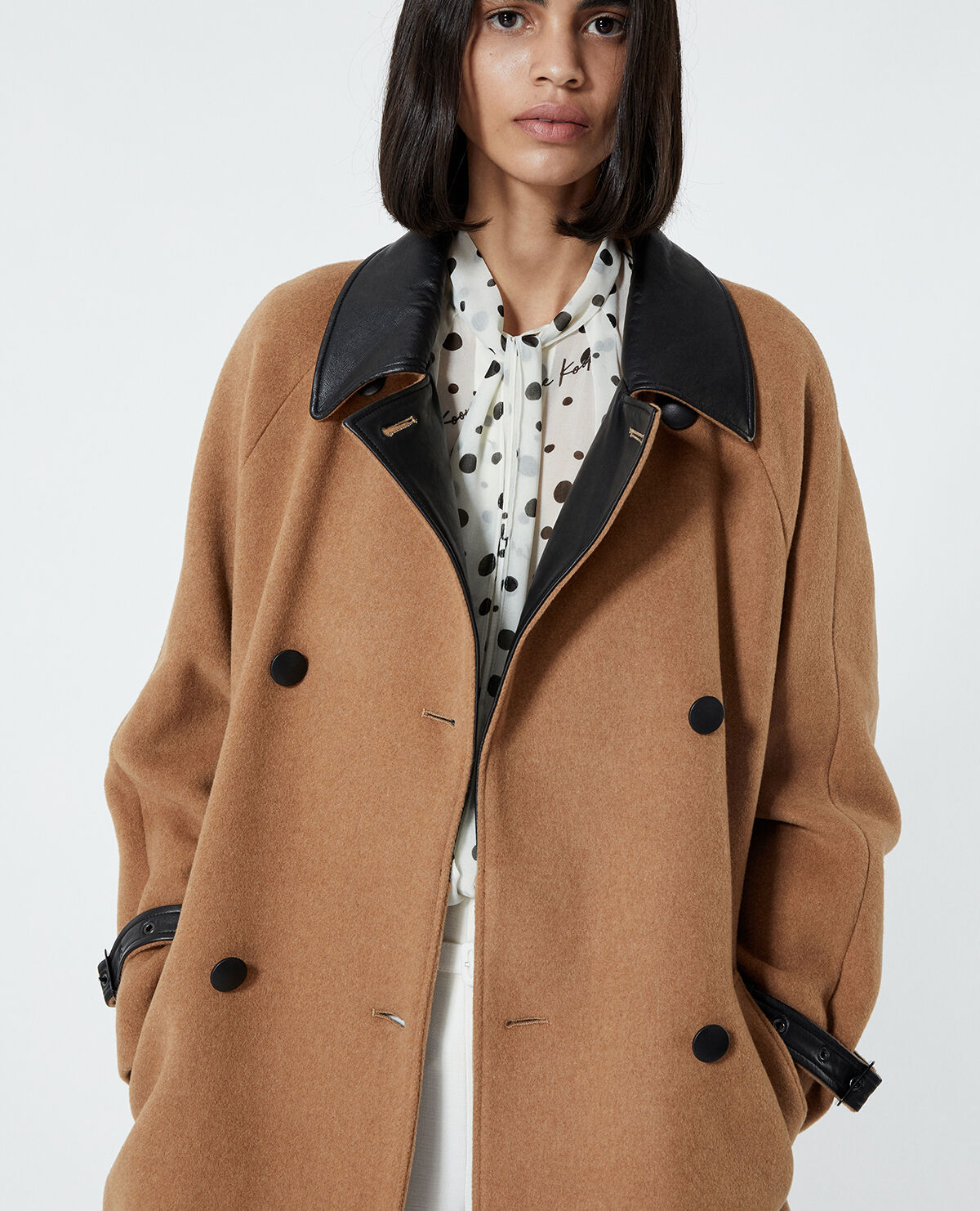Manteau laine beige esprit trench The Kooples