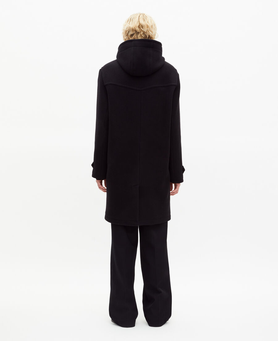 The Kooples MEN BLACK long black wool coat with brandenburg closure