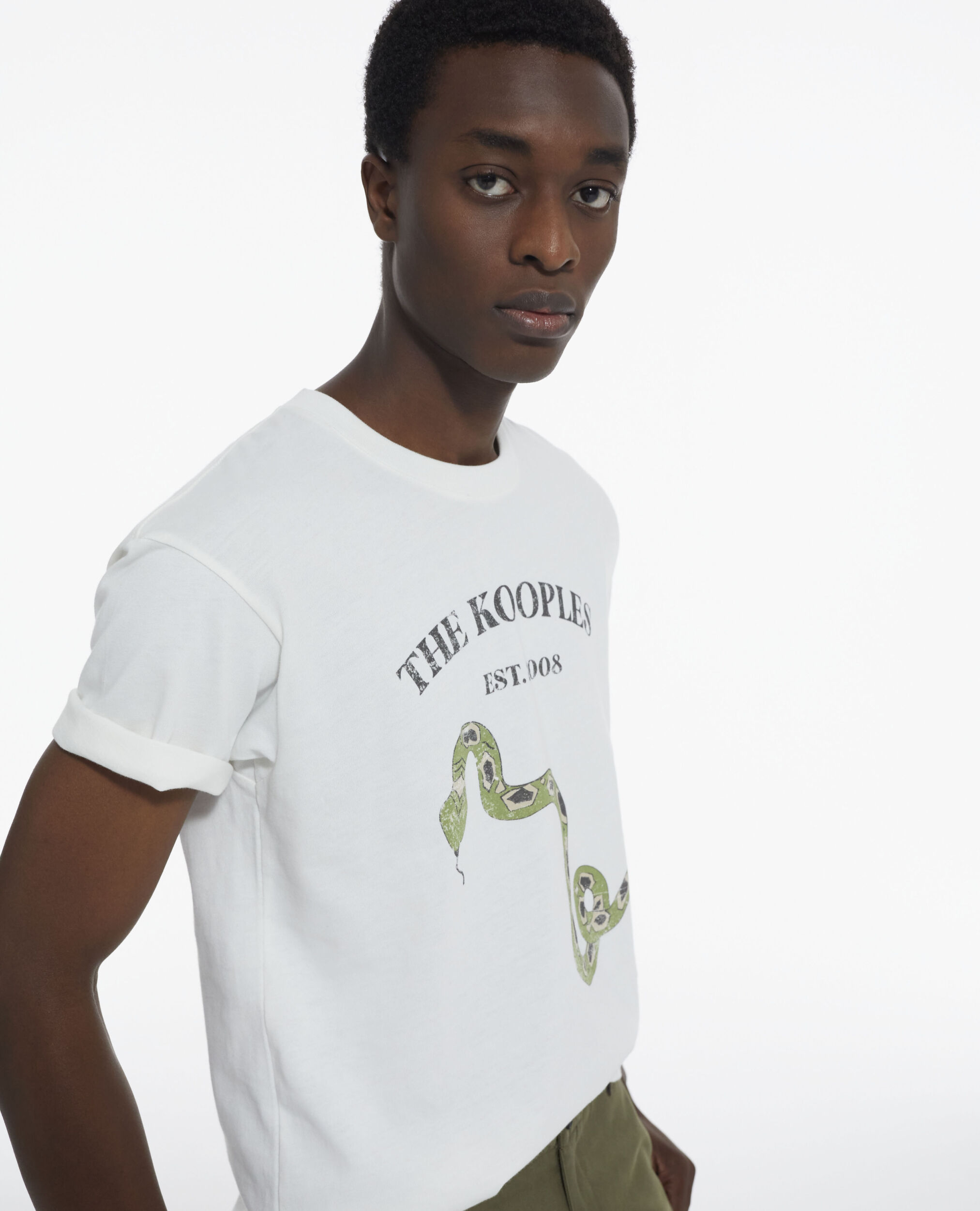 Beige T shirt with screen print The Kooples UK