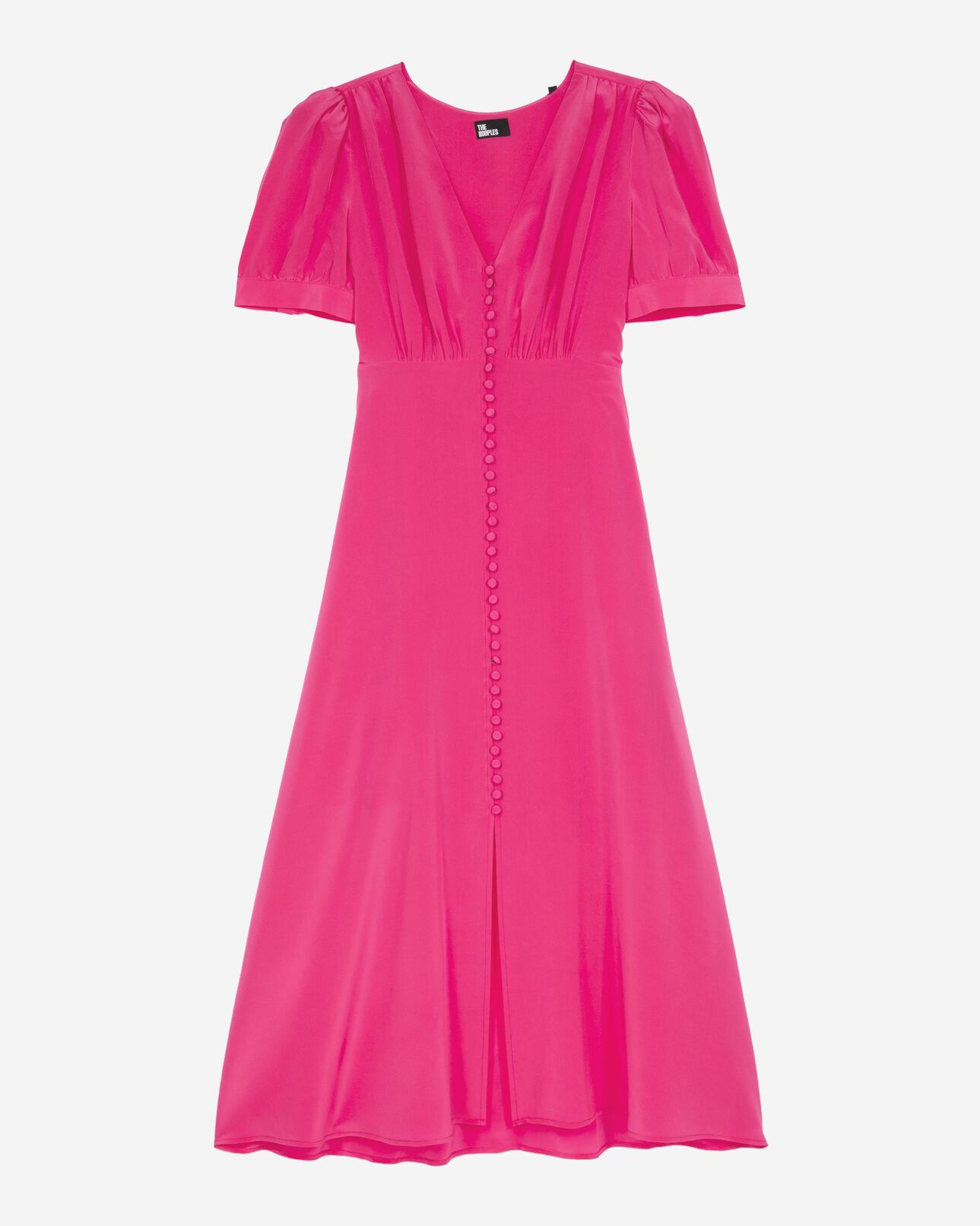 The Kooples FEMME FUSHIA robe longue avec boutonnage en soie rose