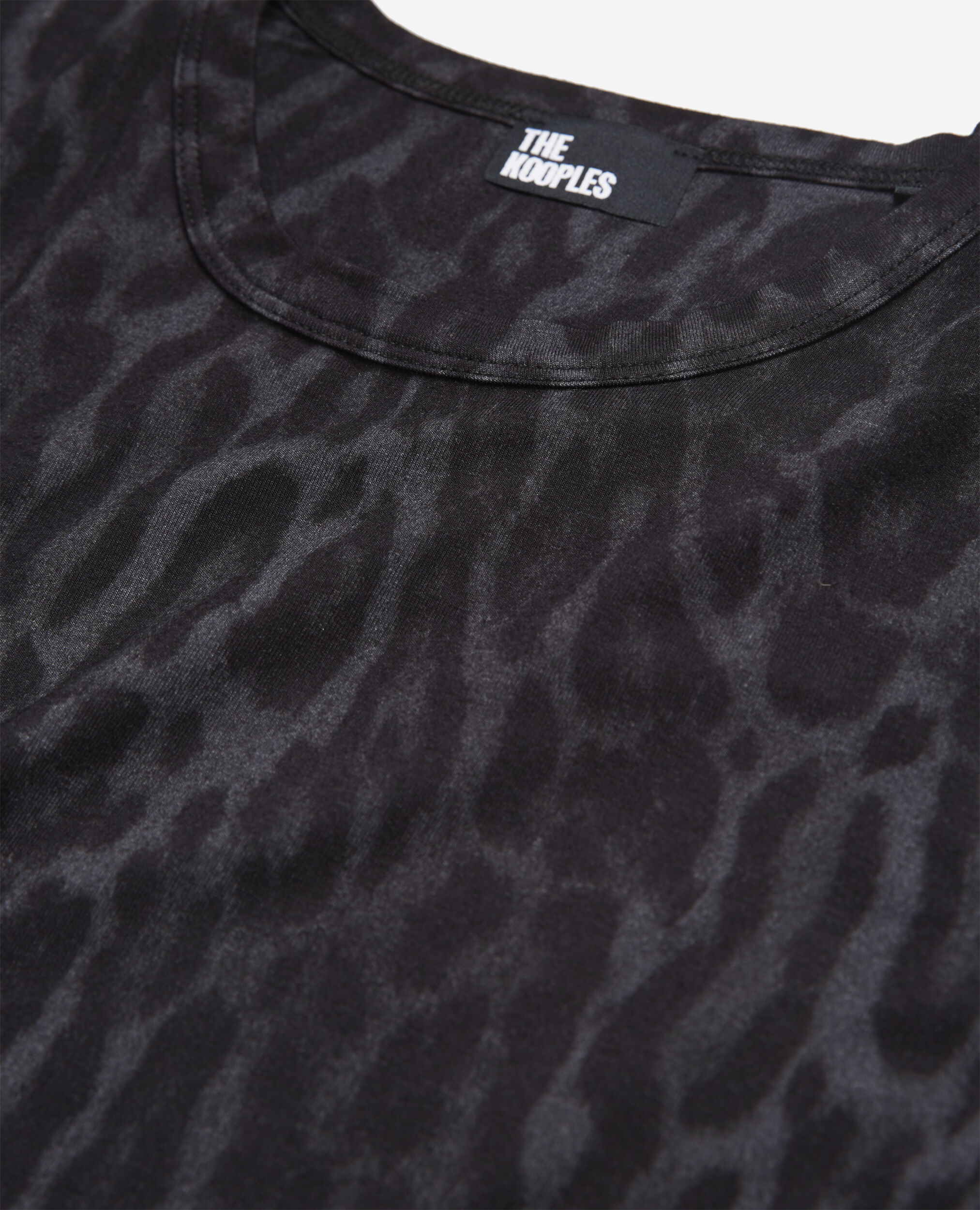 Gray cotton T-shirt with leopard print, BLACK, hi-res image number null