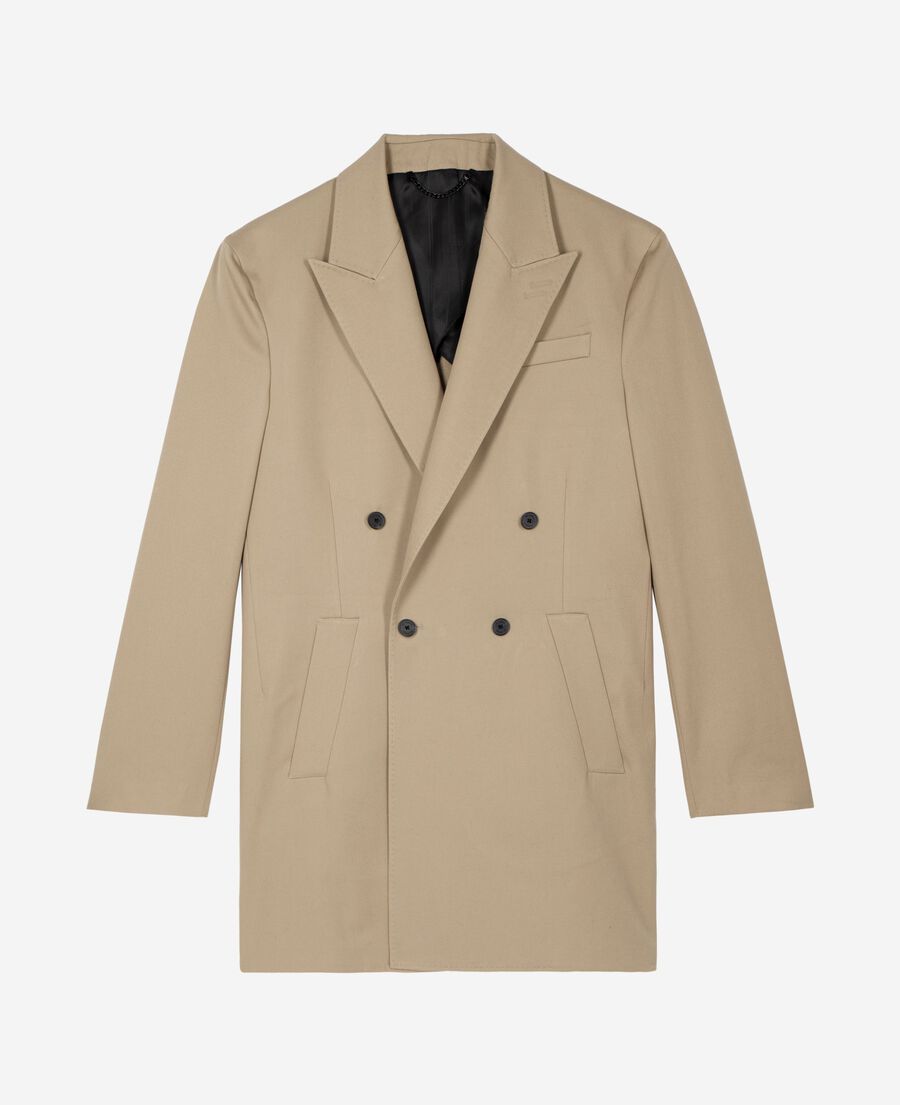 The Kooples HERREN SAND lange, gekreuzte jacke in beige