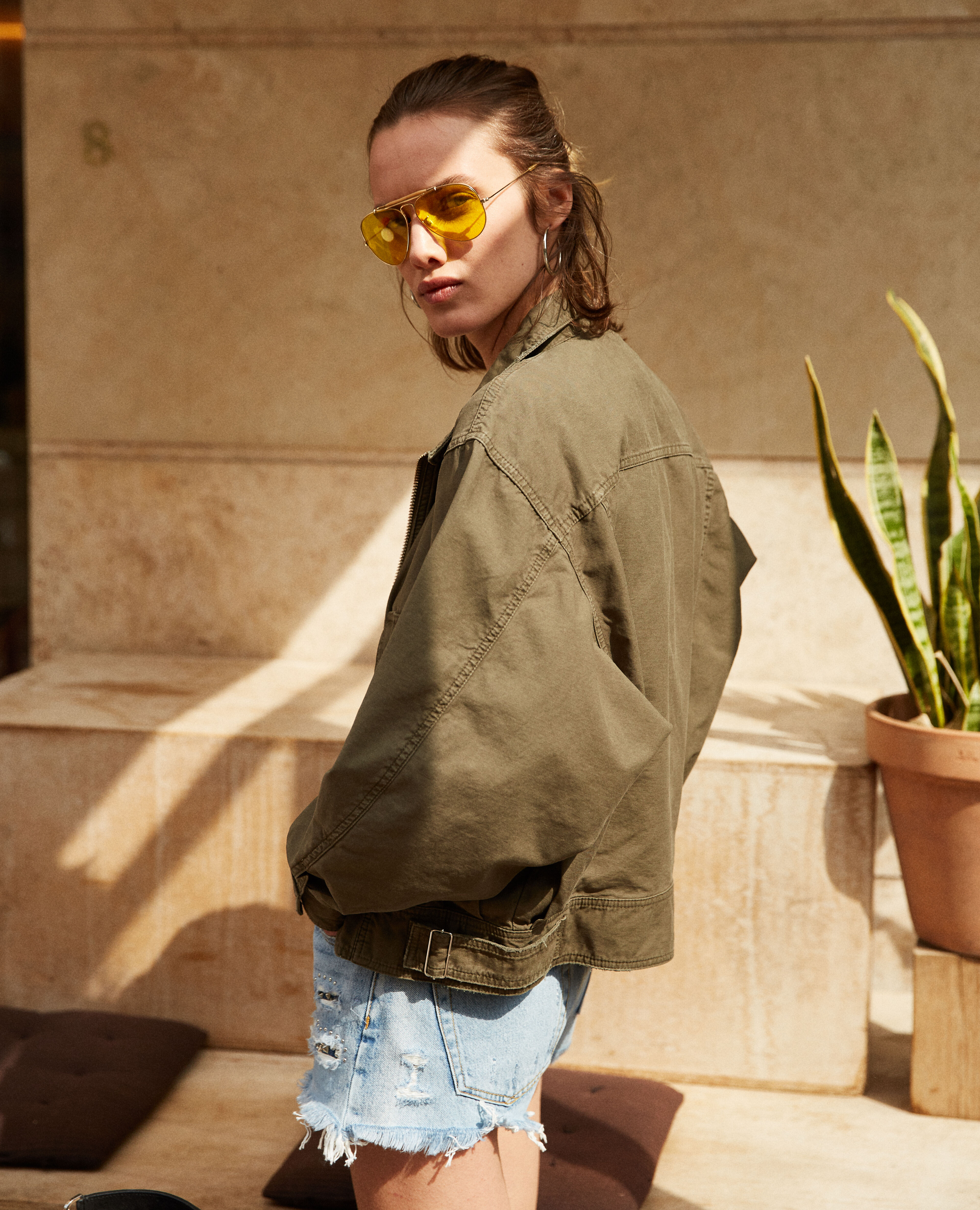 Khaki cotton rock style jacket The Kooples Women