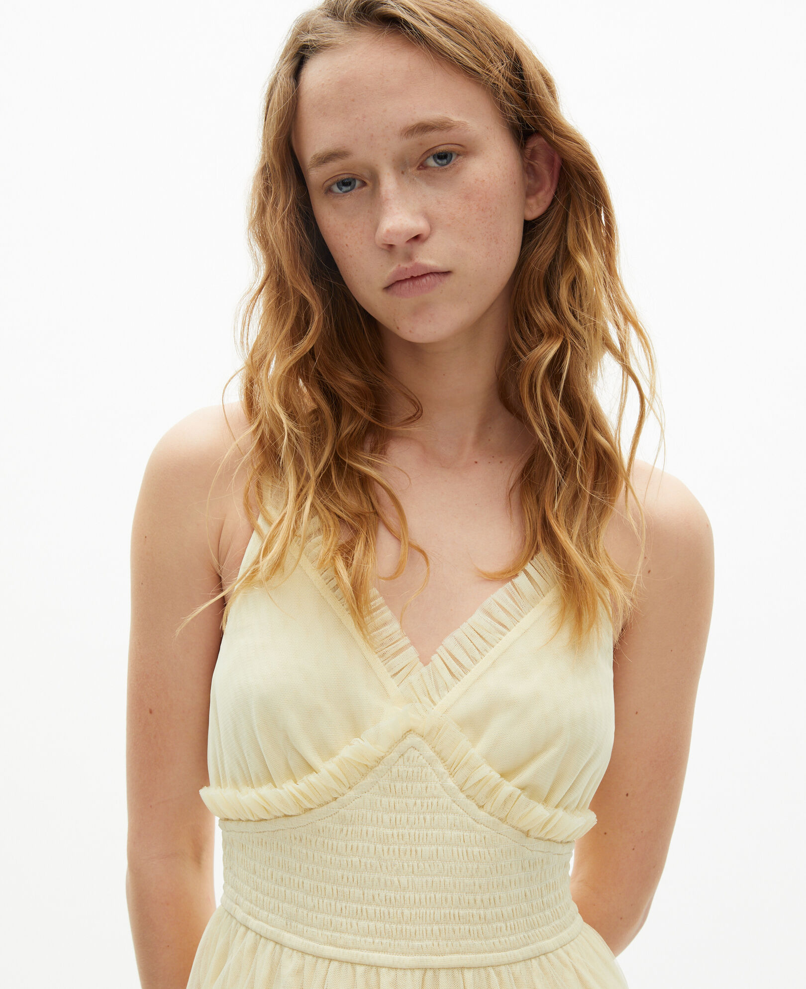 The Kooples WOMEN LIGHT YELLOW long yellow tulle dress