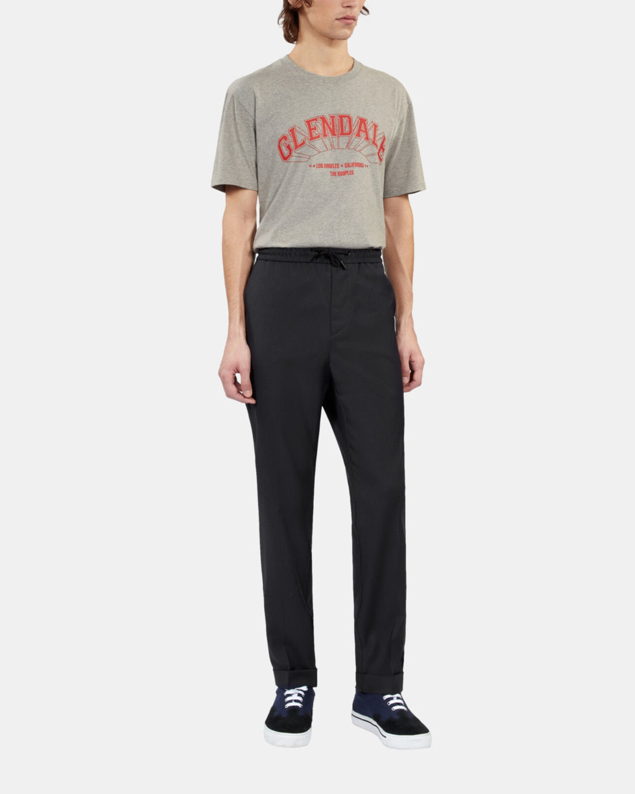 The Kooples HOMME DARK NAVY pantalon droit en laine bleu marine