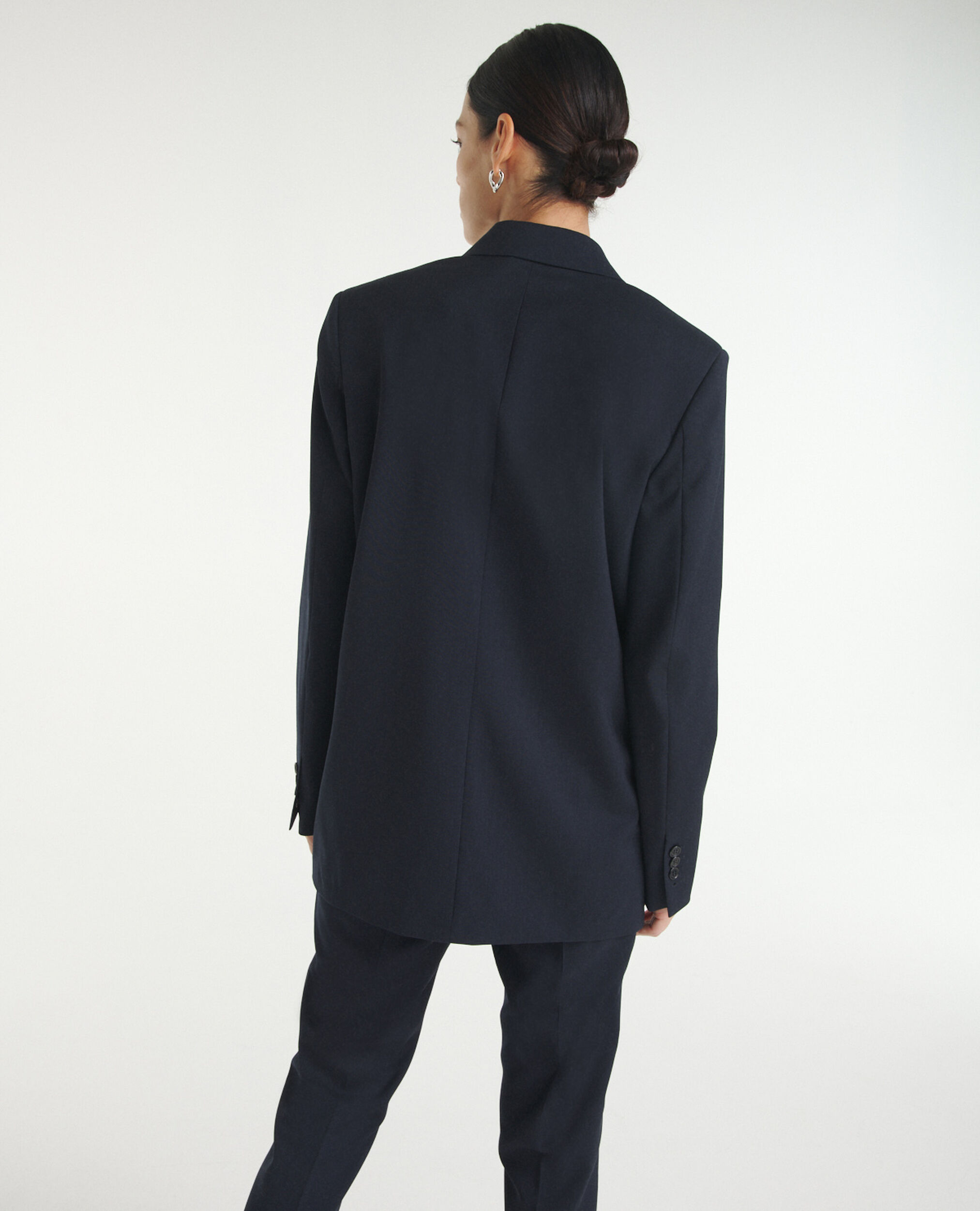 Blue wool jacket with double button fastening, NAVY, hi-res image number null