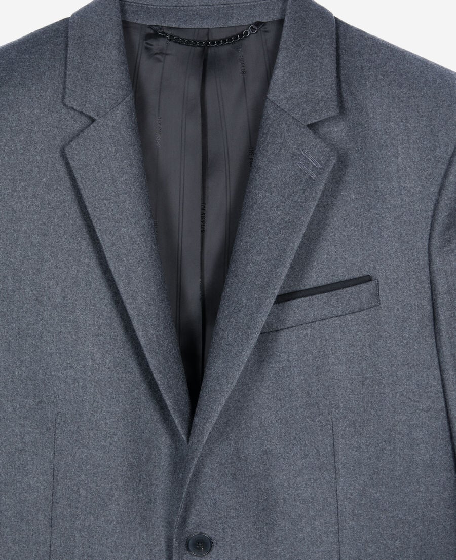 The Kooples HOMME LIGHT GREY MEL/WHITE veste de costume en flanelle grise