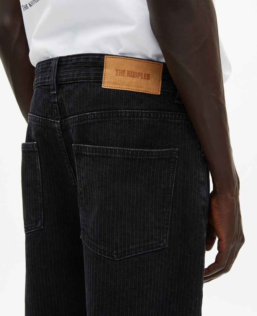 The Kooples MEN BLACK WASHED black ribbed-effect baggy jeans