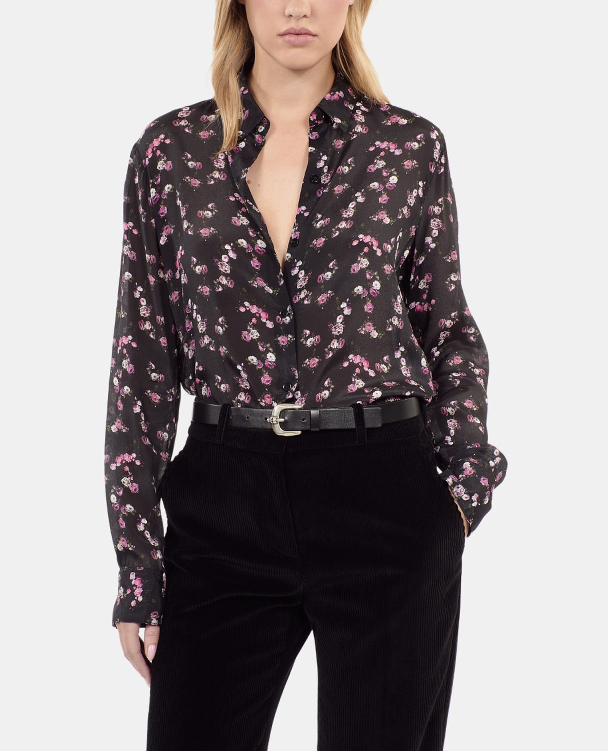 Floral print shirt, BLACK, hi-res image number null