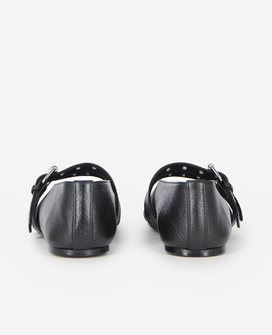 The Kooples FEMME BLACK ballerines avec studs en cuir noire