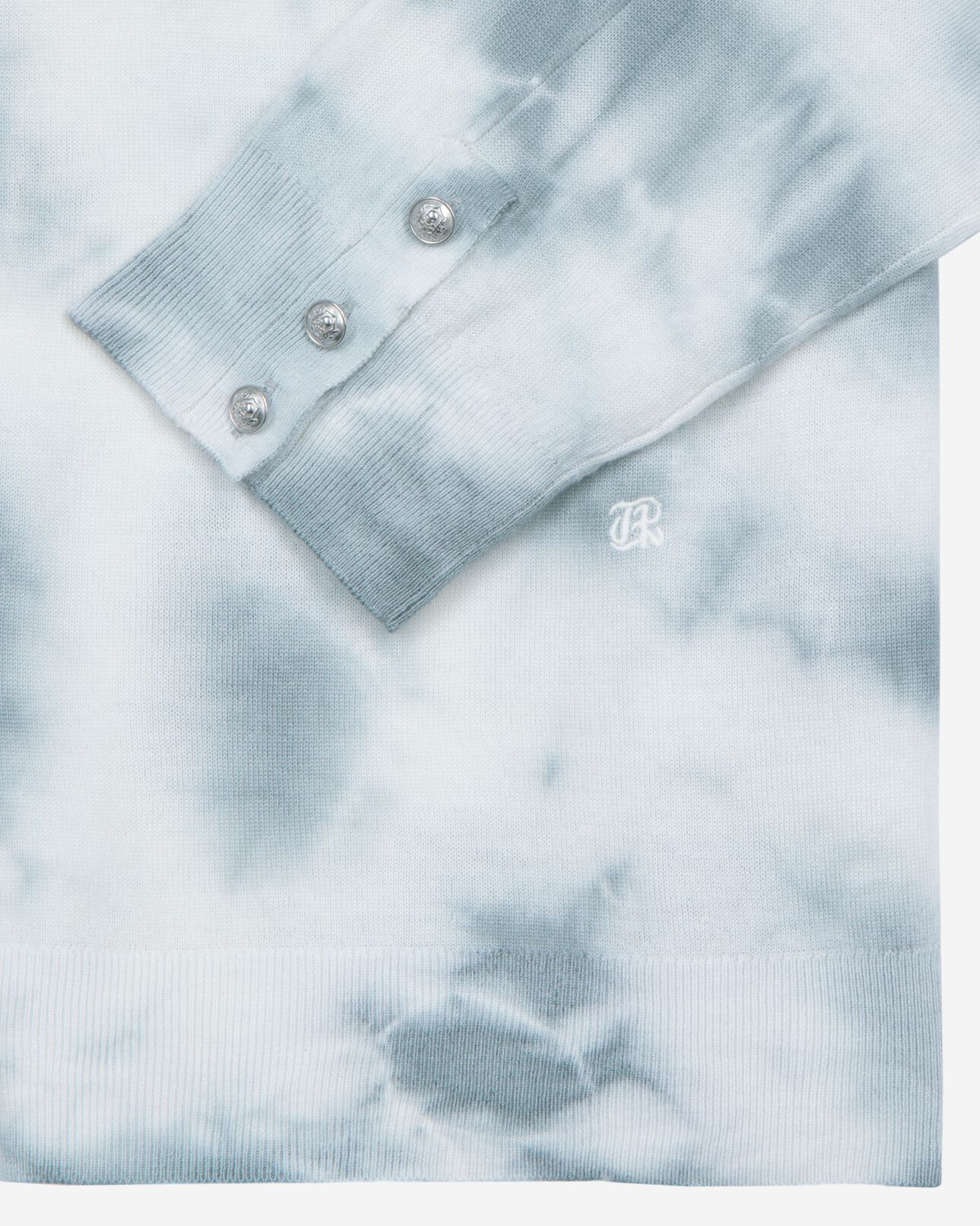 The Kooples HOMME LIGHT BLUE/WHITE pull en laine mérinos tie and dye bleu