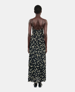 The Kooples WOMEN BLACK WHITE floral printed long dress