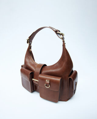 The Kooples WOMEN BROWN amelia xl bag in brown cracked leather