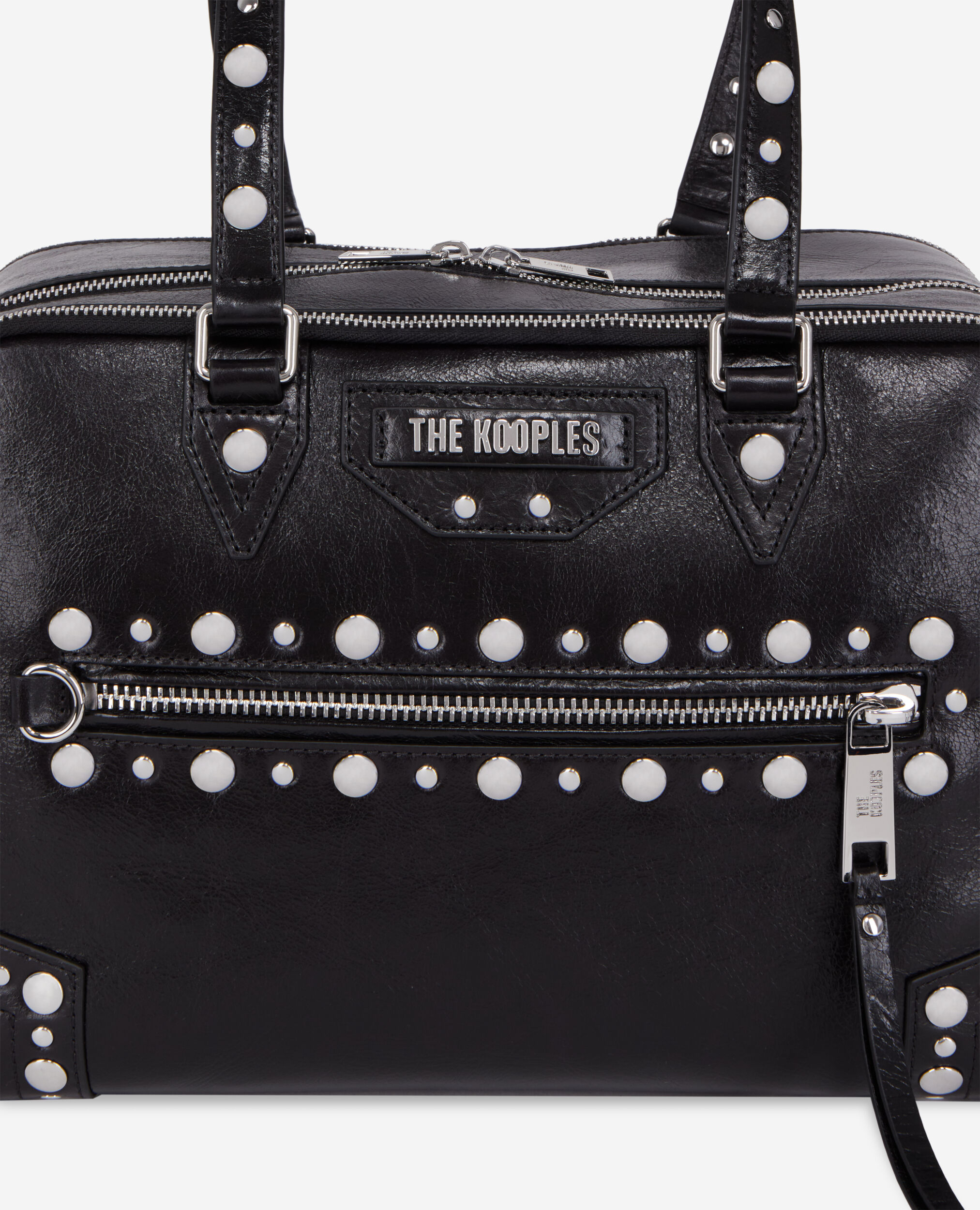 Grand sac a main Jill en cuir noir avec clous