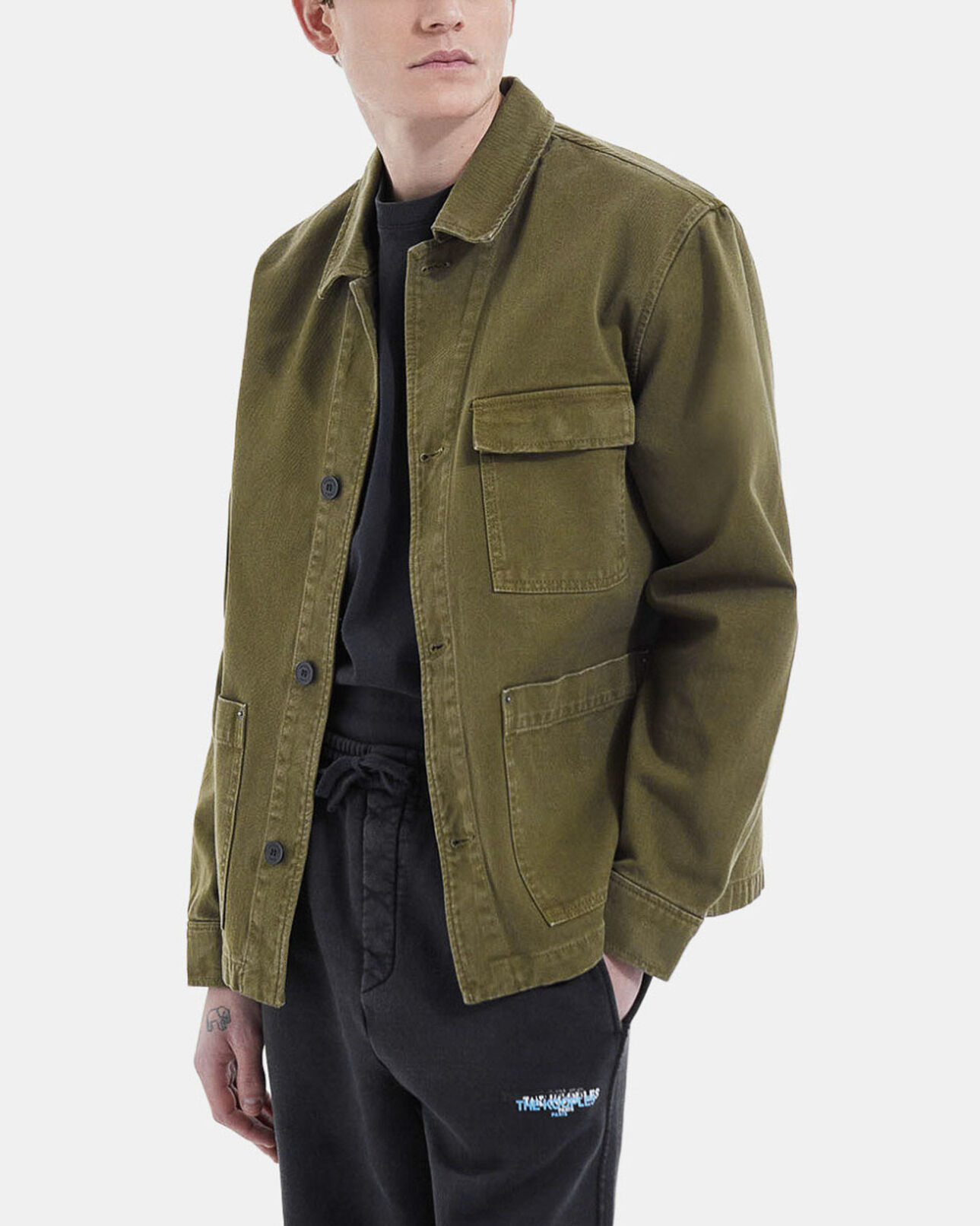The Kooples HERREN KAKI jacke baumwolle khaki aufgesetzte taschen
