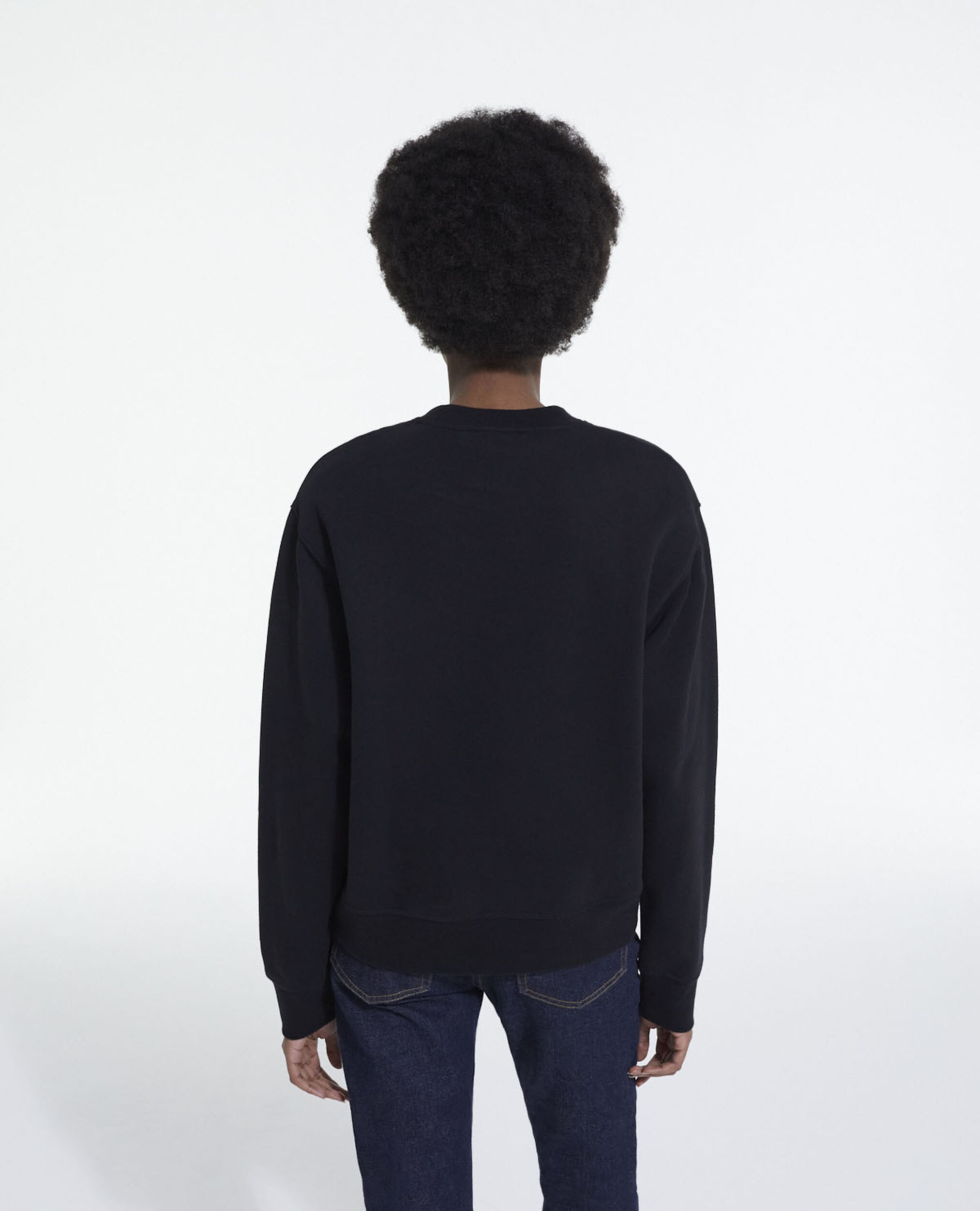 Schwarzes Baumwollsweatshirt, BLACK, hi-res image number null