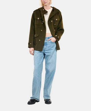 The Kooples WOMEN KAKI khaki officer-style wool blend jacket