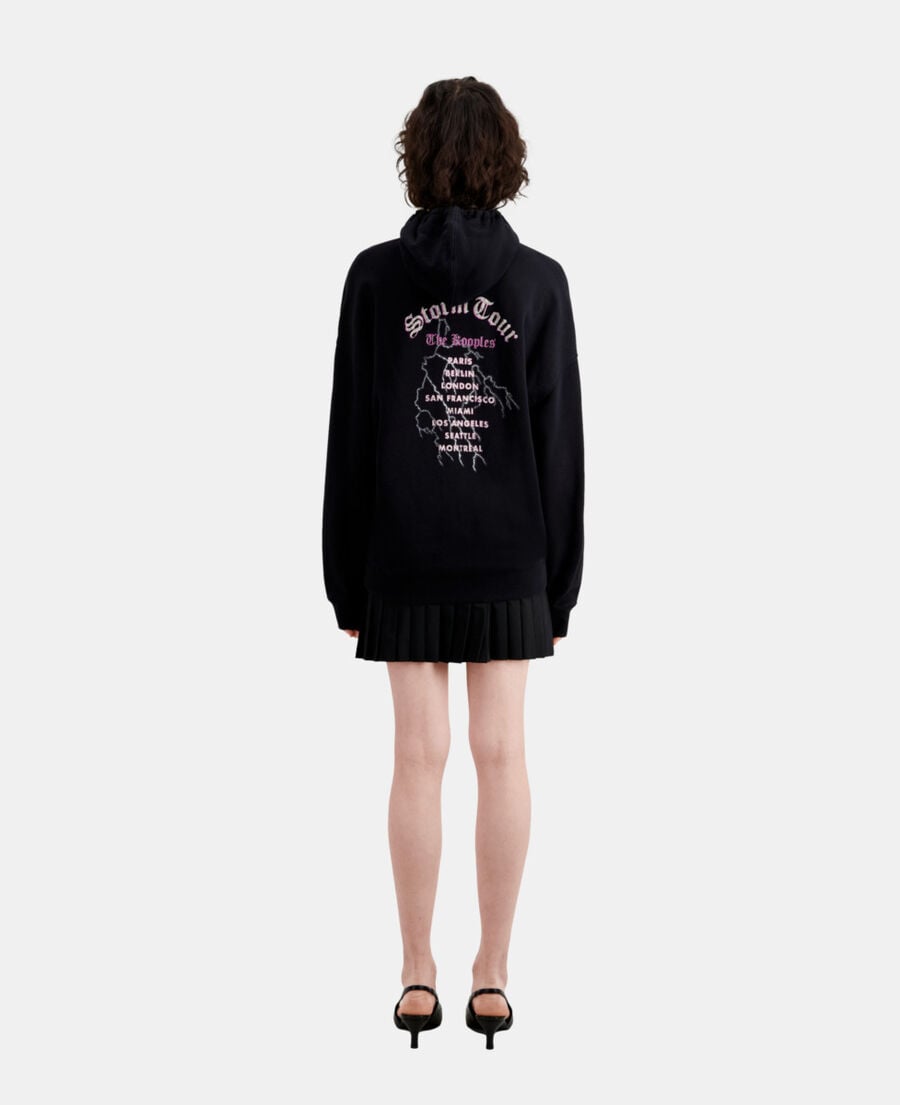 The Kooples F BLACK black sweatshirt with feel the storm serigraphy