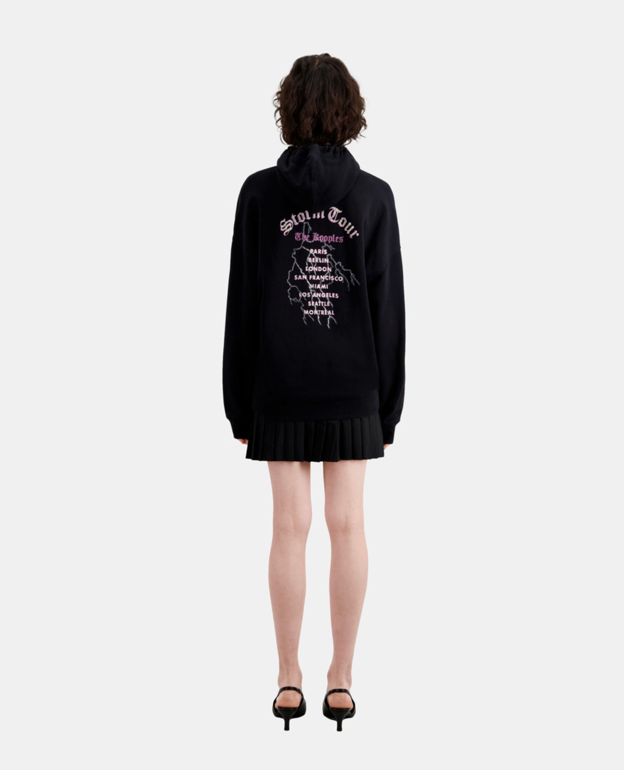 Black sweatshirt with Feel the storm serigraphy, BLACK, hi-res image number null