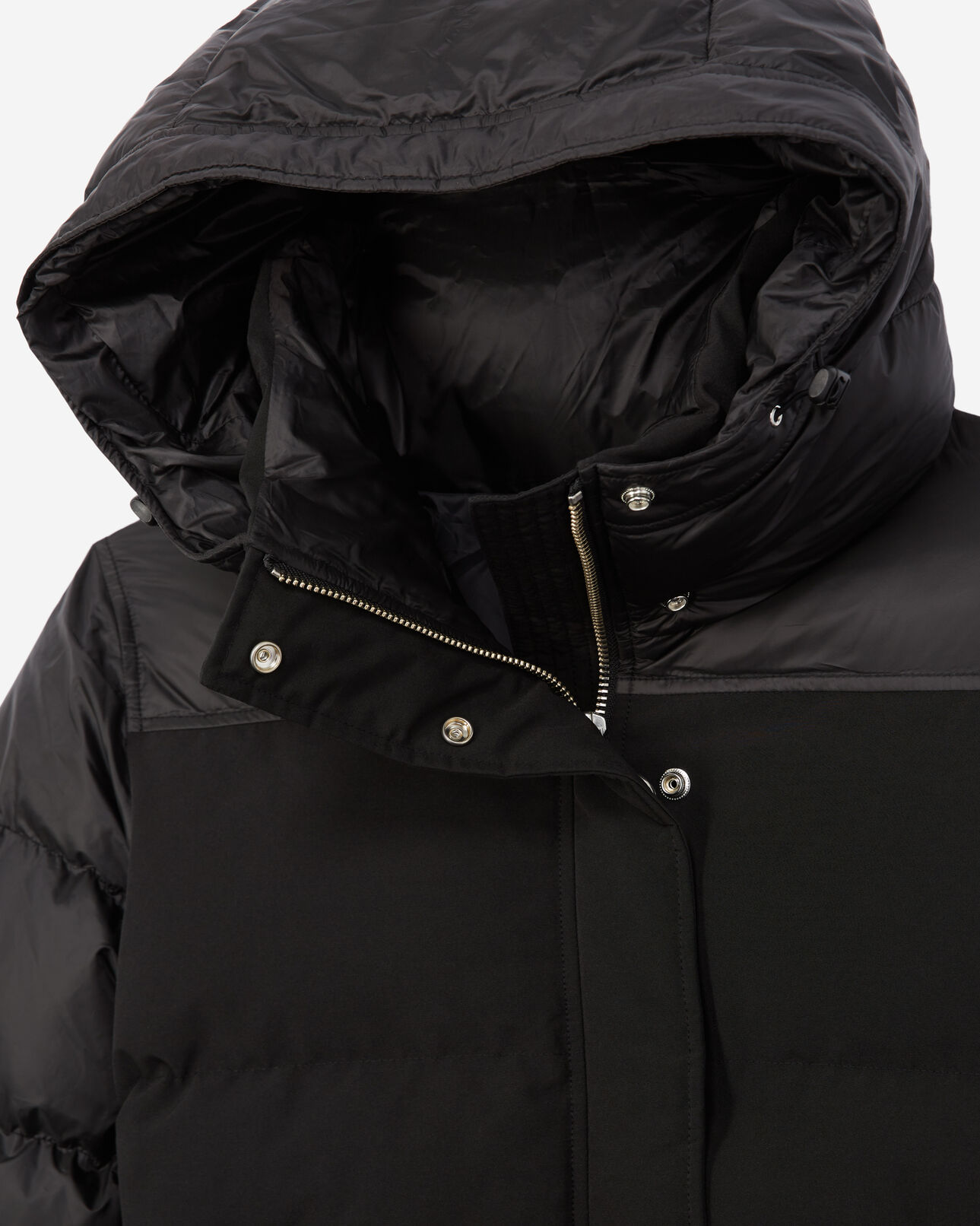 The Kooples WOMEN BLACK technical fabric black down jacket w/pockets