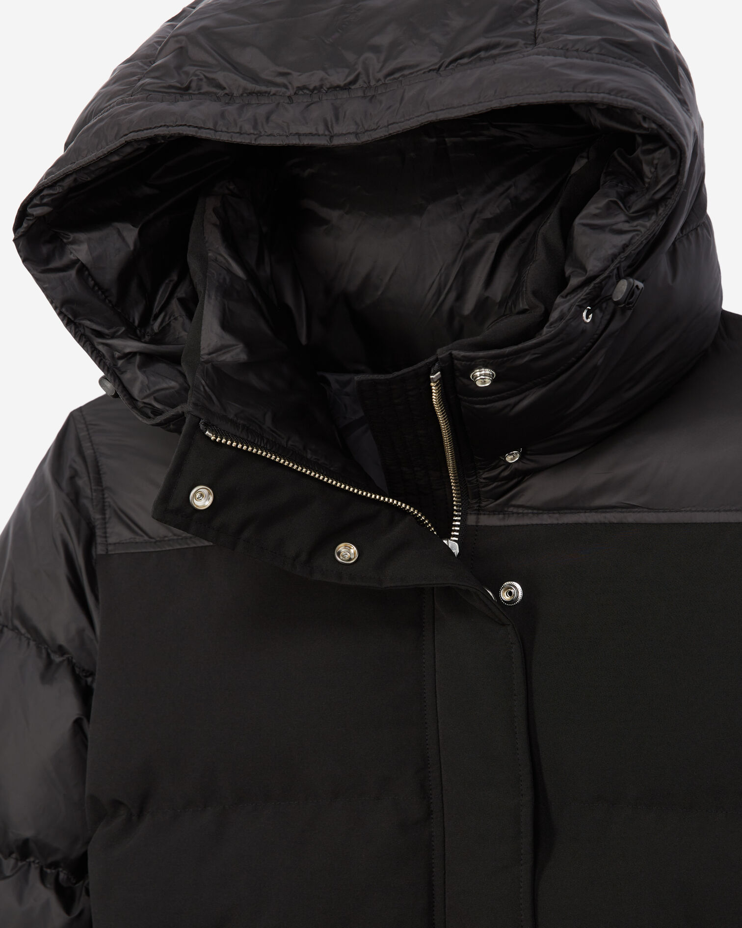 Technical fabric black down jacket w/pockets, BLACK, hi-res image number null
