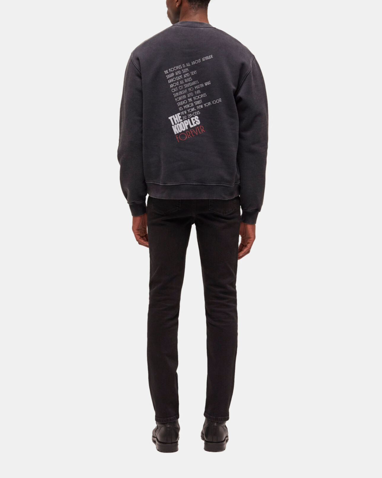 The Kooples HOMME BLACK WASHED sweatshirt sérigraphié tigre noir