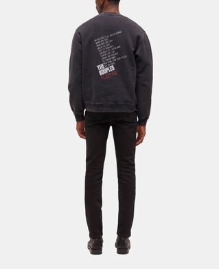 The Kooples HERREN BLACK WASHED schwarzes sweatshirt mit tiger-siebdruck