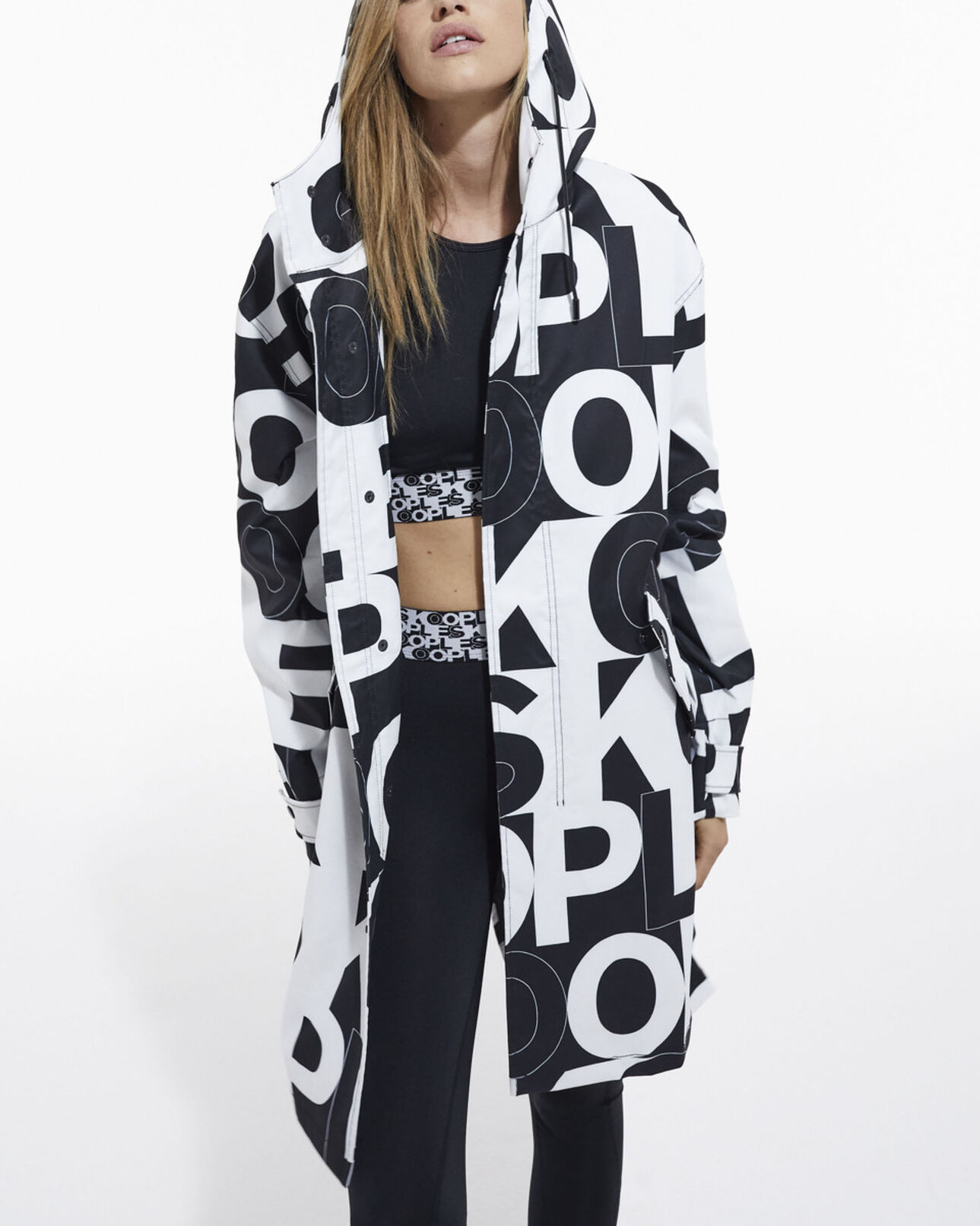 The Kooples MIXTE BLACK / WHITE parka logo the kooples