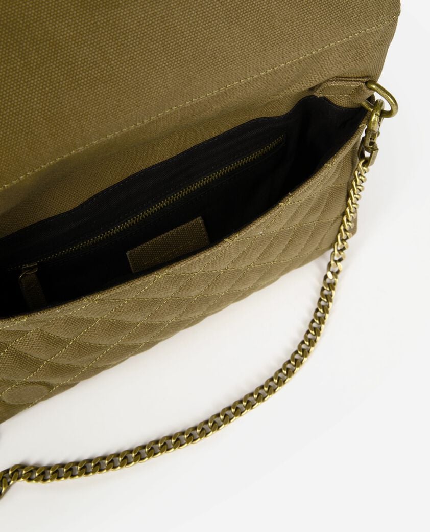 The Kooples WOMEN KAKI small khaki canvas heritage clutch bag