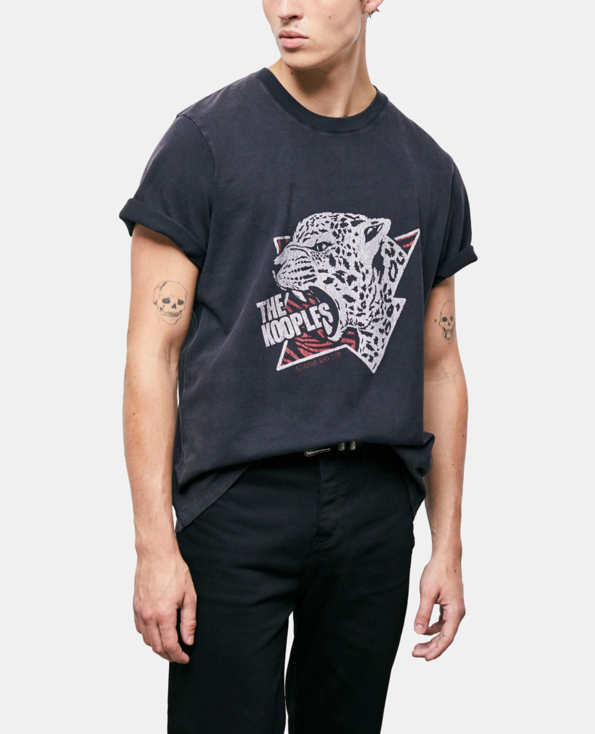 Camiseta serigrafiada tigre para hombre, BLACK WASHED, hi-res image number null