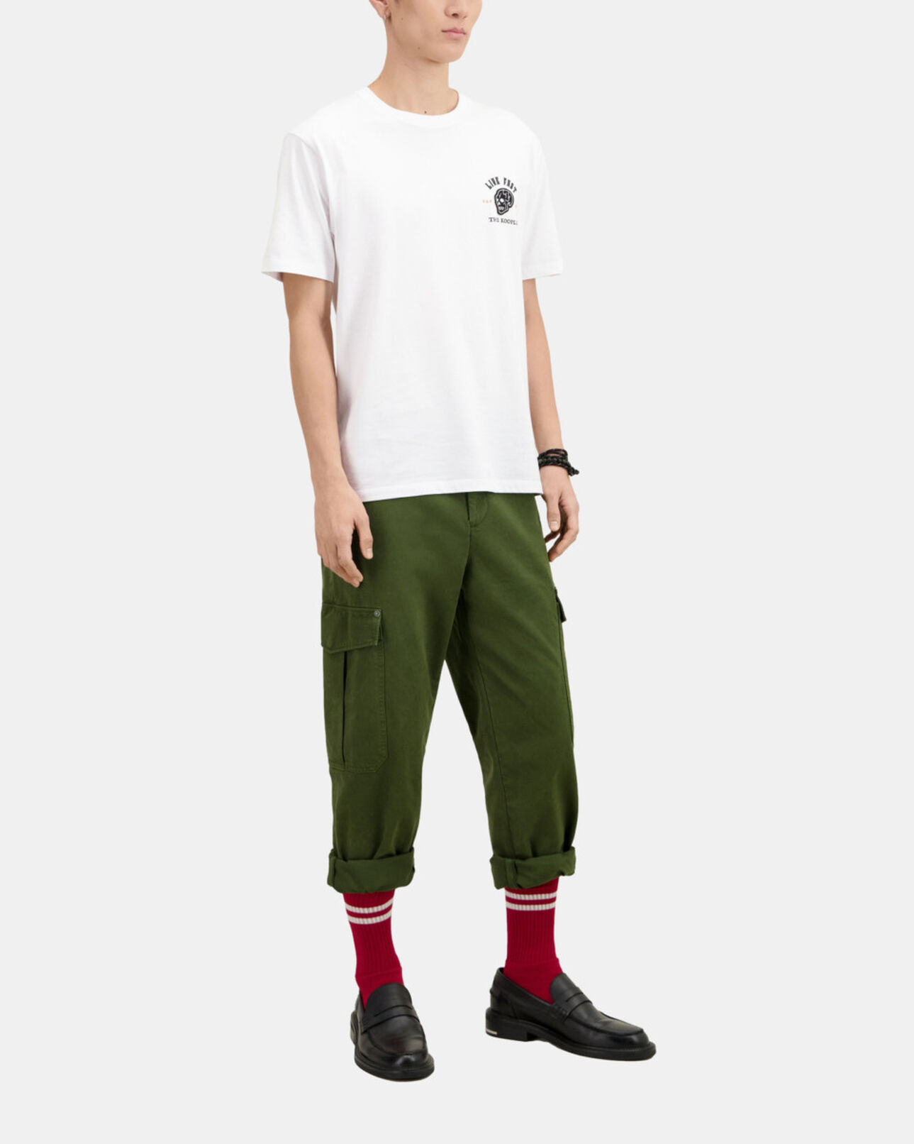 The Kooples HERREN WHITE weißes t-shirt mit „live fast“-schriftzug