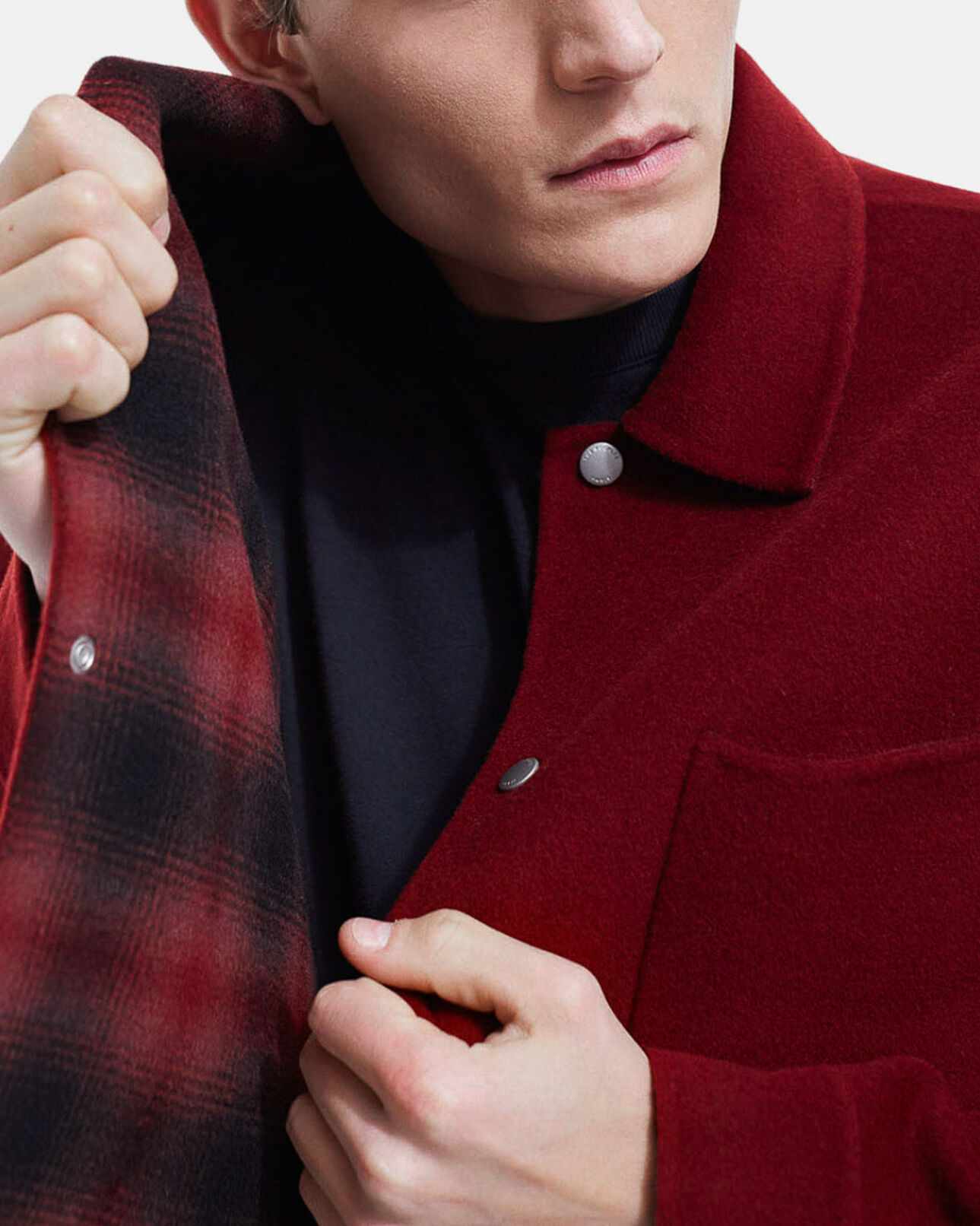 The Kooples MEN BURGUNDY burgundy wool jacket with chest pockets