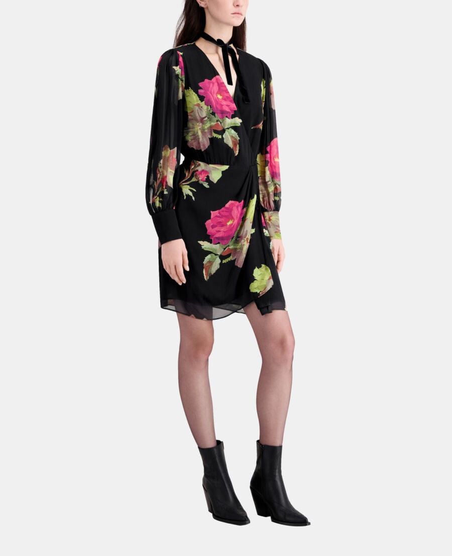 The Kooples WOMEN PINK BLACK short printed dress