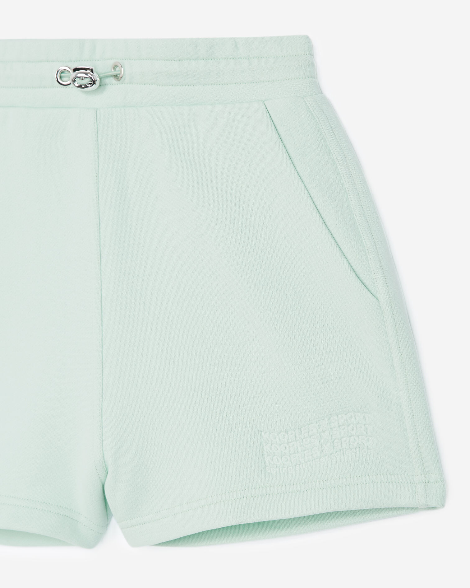 Green cotton shorts with embossed logo, MINT, hi-res image number null