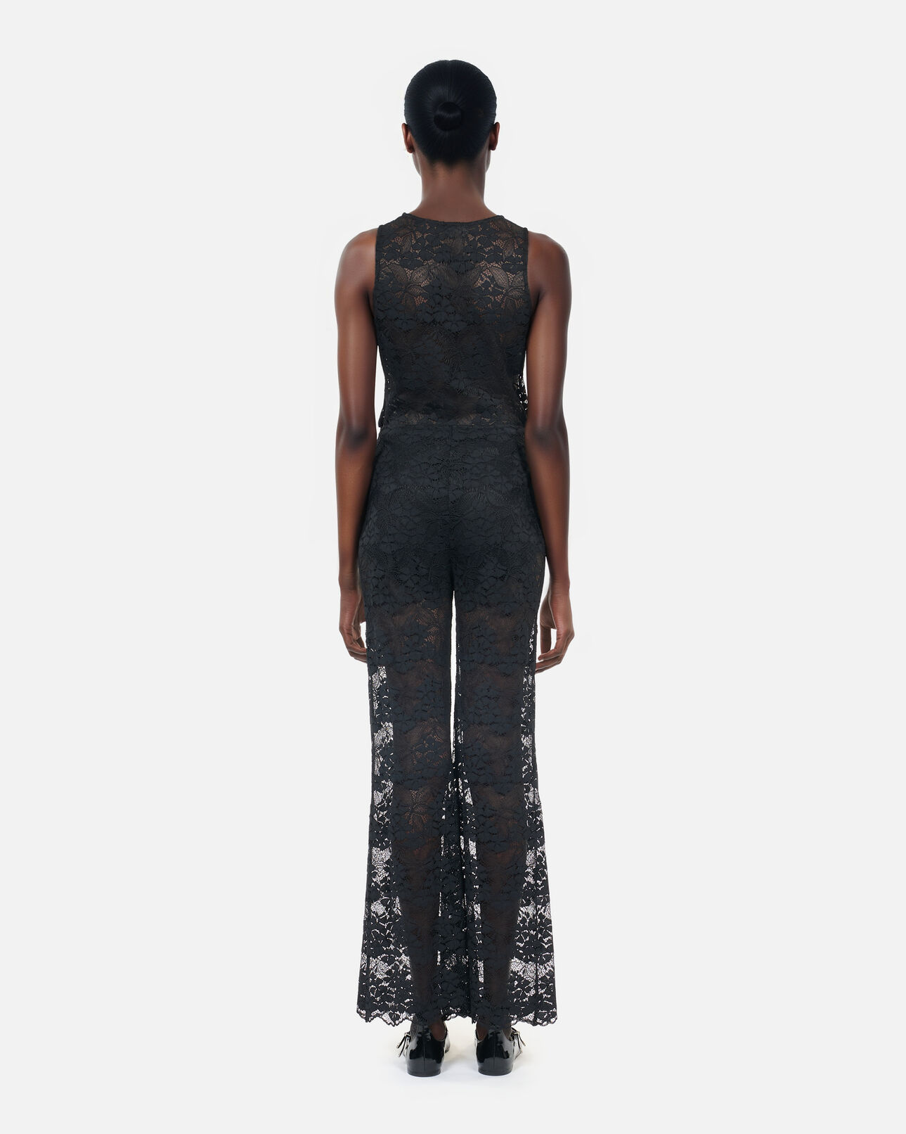 The Kooples FEMME BLACK pantalon flare en dentelle noir