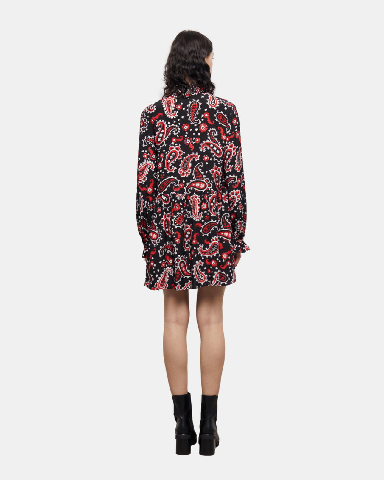 The Kooples WOMEN BLACK - RED short printed dress