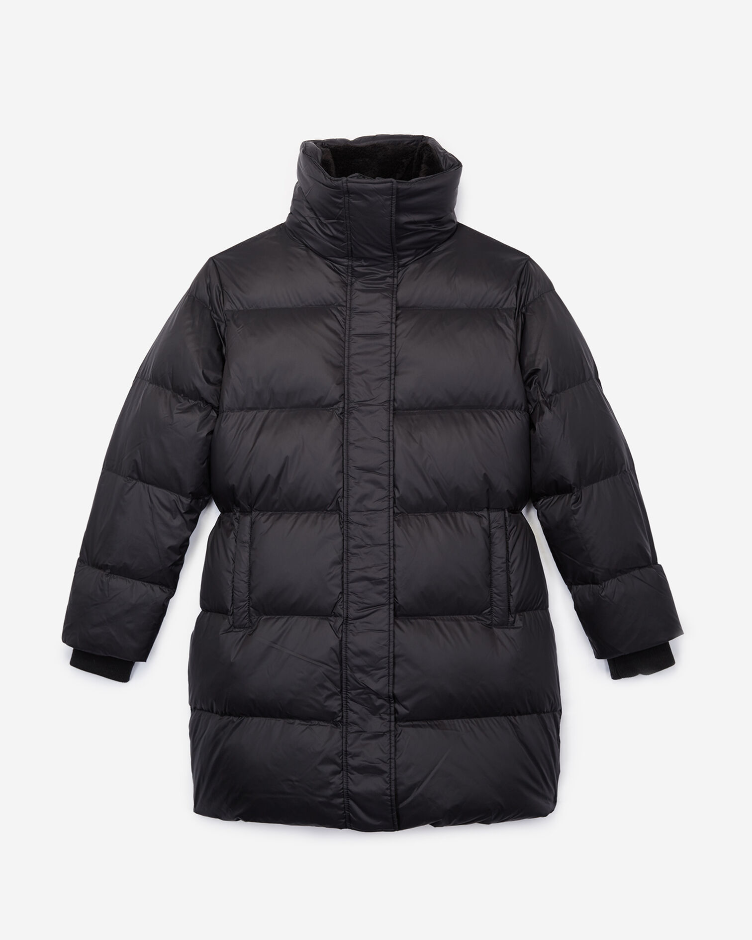 Oversized black down jacket, BLACK, hi-res image number null