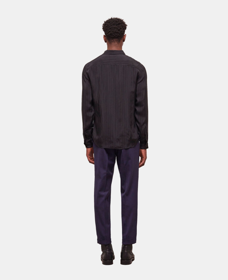 camisa rayas negra con cuello clásico