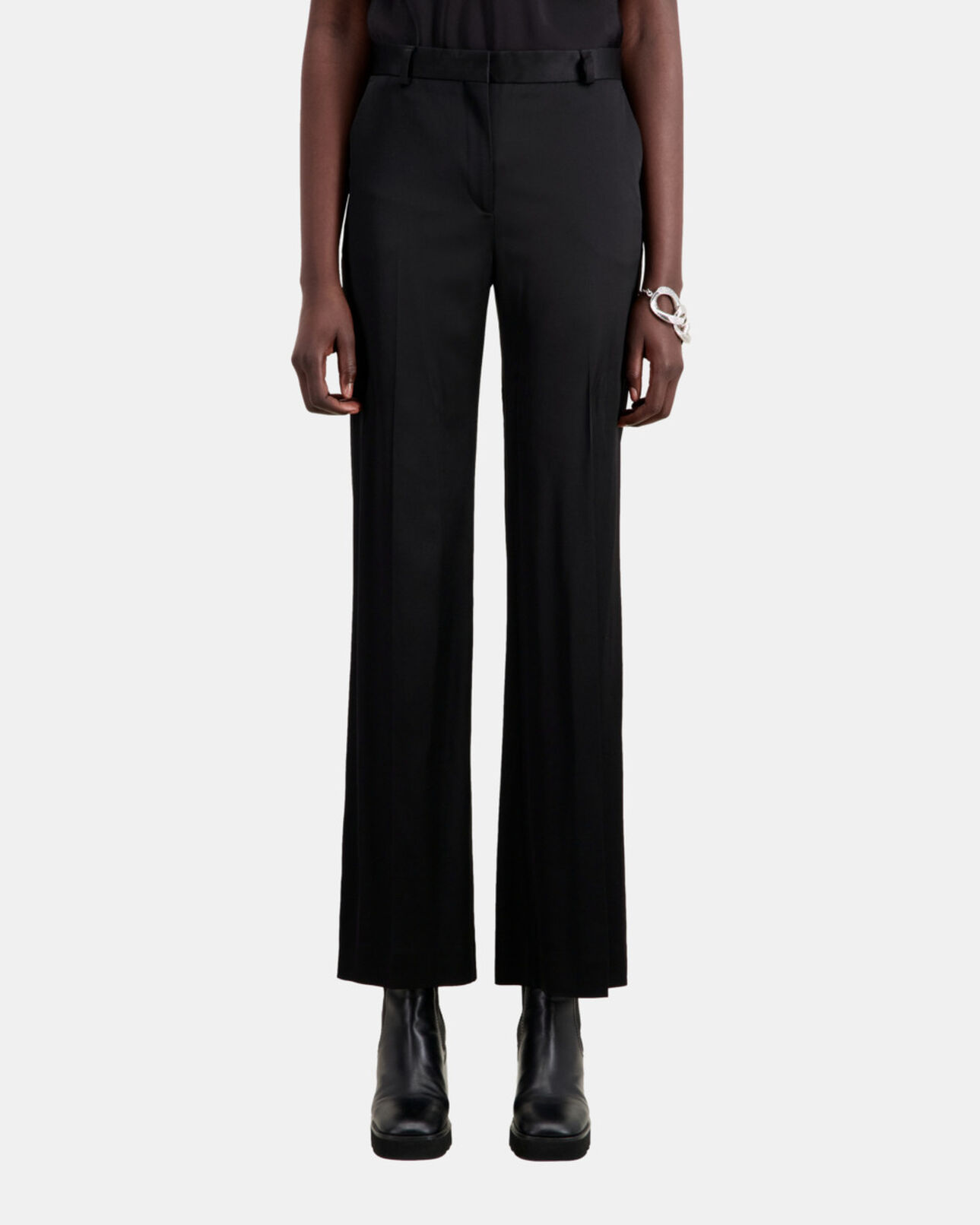 The Kooples FEMME BLACK pantalon tailleur noir satiné