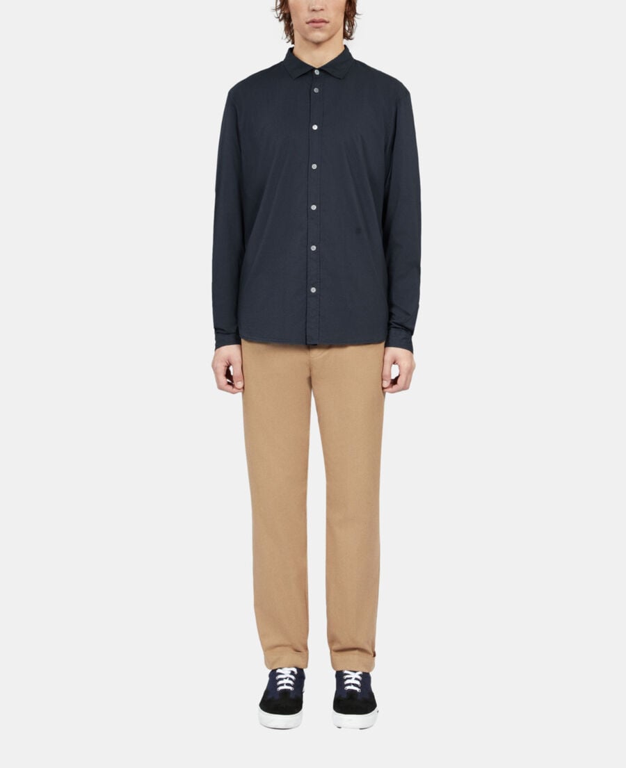 The Kooples HERREN NAVY marineblaues hemd aus baumwollvoile