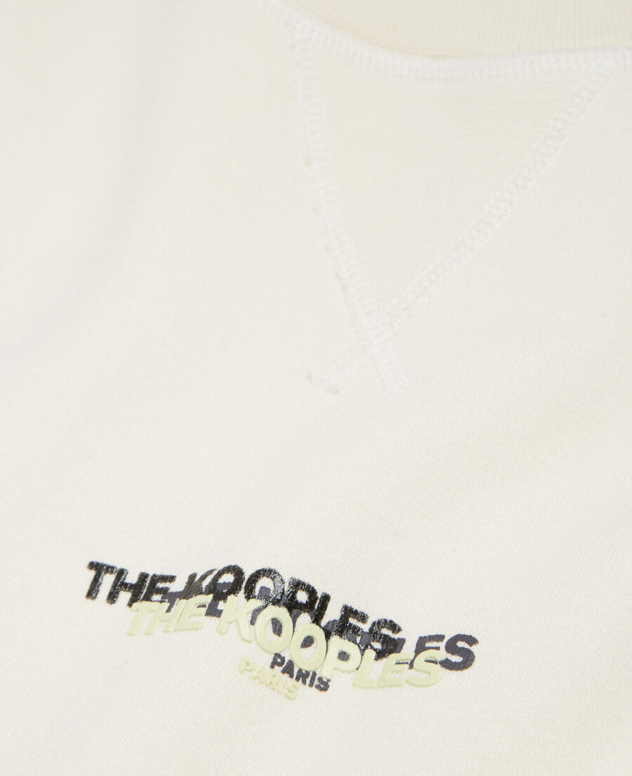 printed triple logo ecru cotton sweatshirt