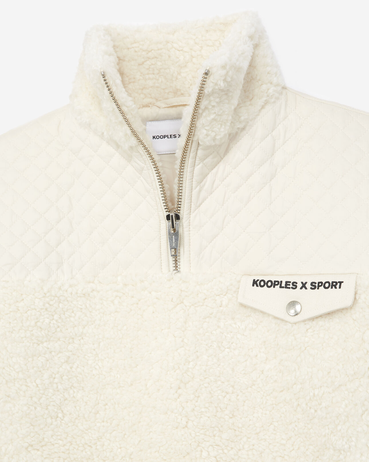The Kooples FEMME ECRU sweat écru façon mouton détail contrasté