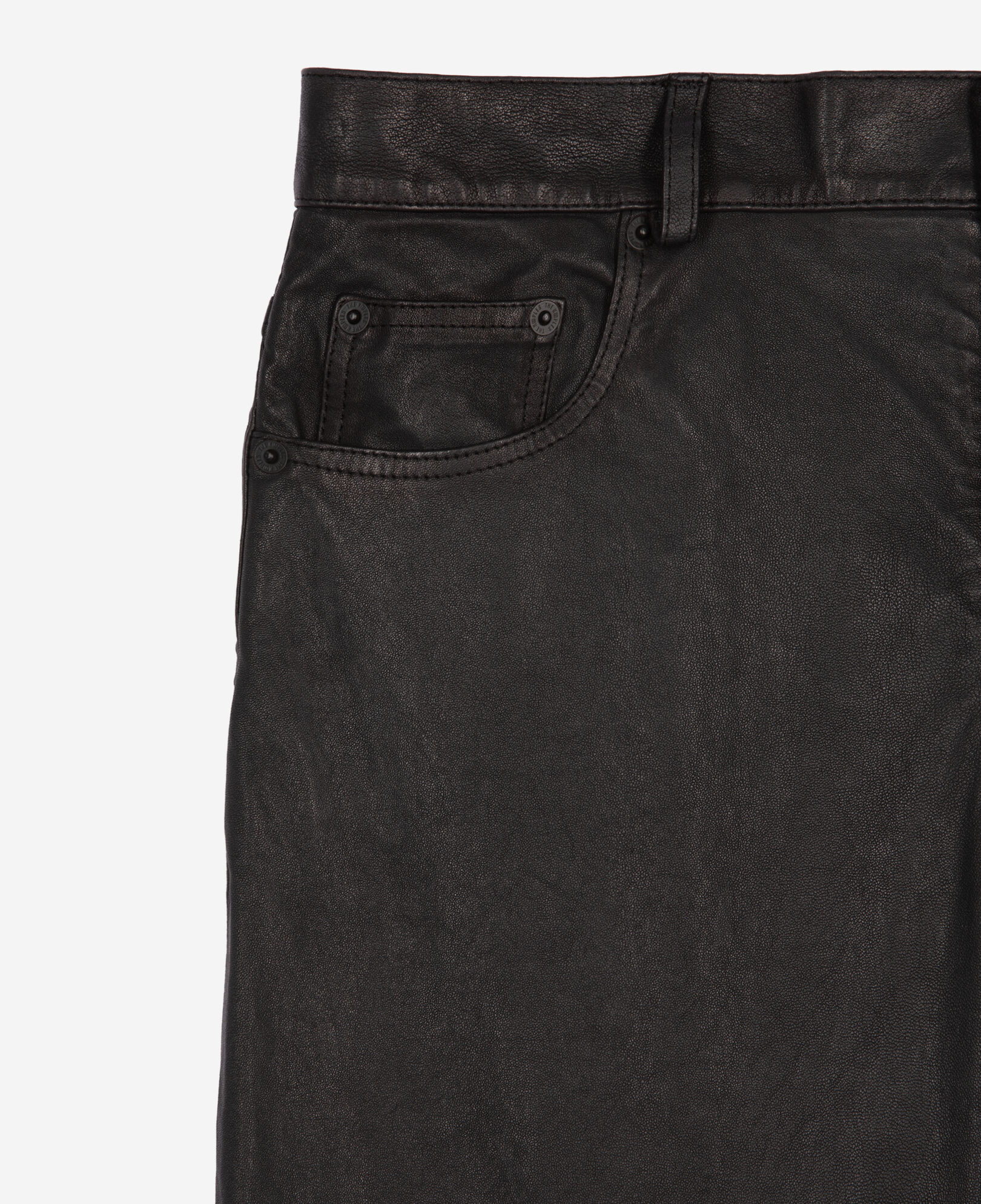The Kooples MEN BLACK black leather slim-fit pants