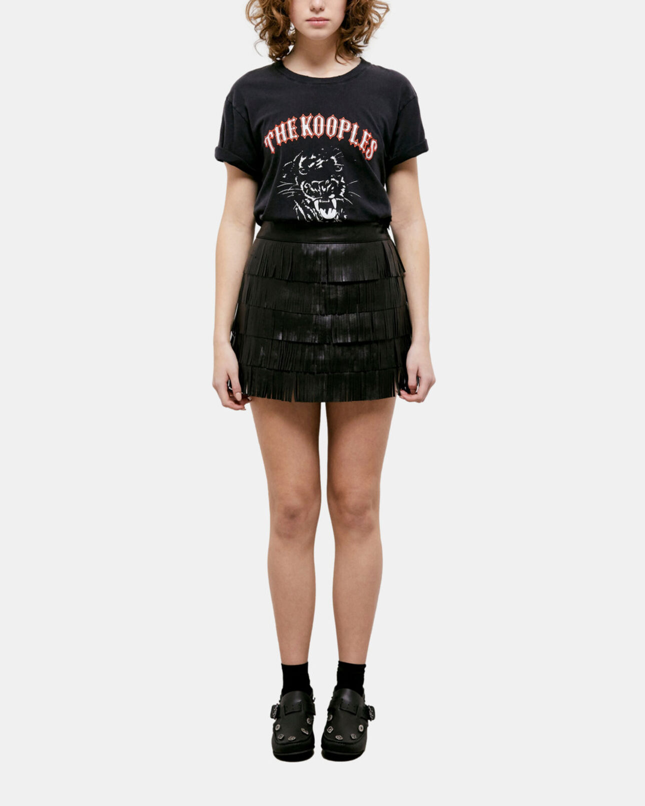 The Kooples FEMME BLACK jupe courte en cuir noire
