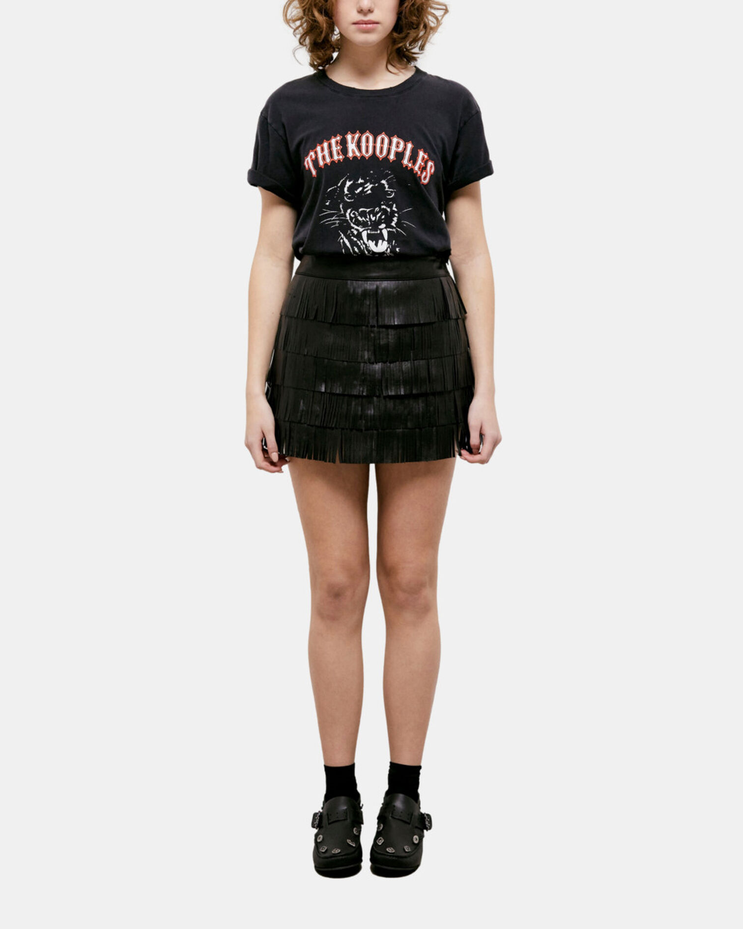 Jupe courte en cuir noire, BLACK, hi-res image number null