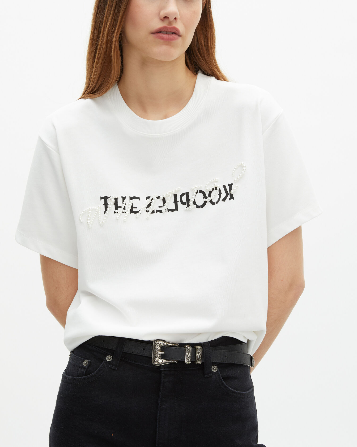 What is T-shirt with white beads, WHITE, hi-res image number null
