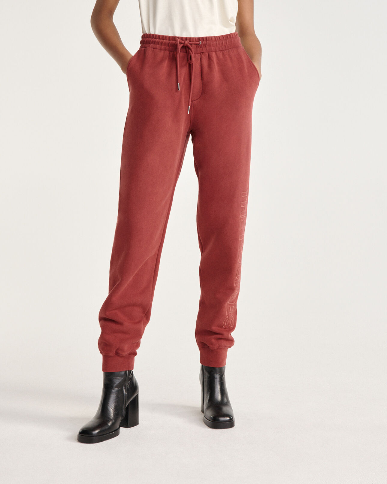 The Kooples WOMEN BURGUNDY burgundy joggers in faded relaxed cotton