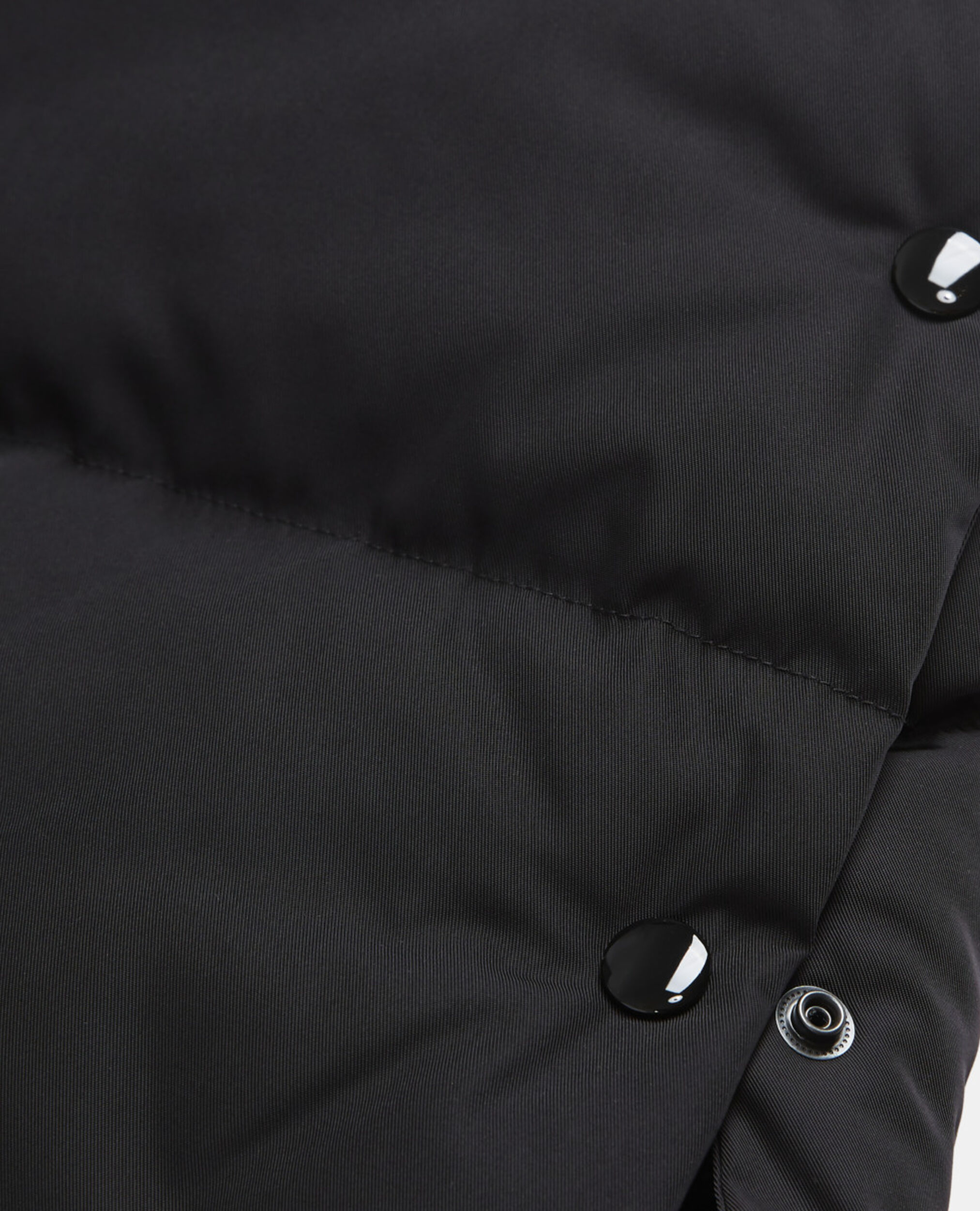 Long black down jacket with straps and logo, BLACK, hi-res image number null
