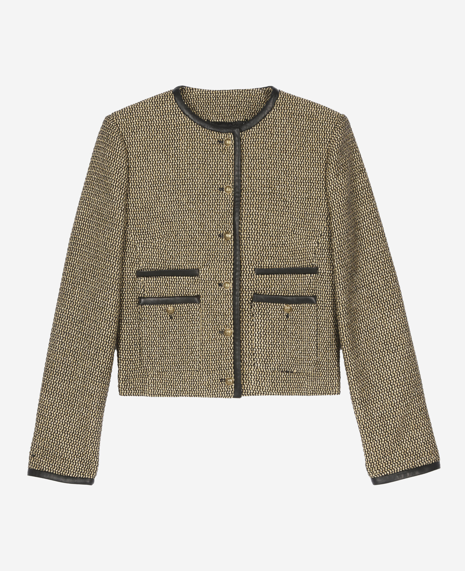 The Kooples FEMME BLACK / GOLD veste courte noire et dorée