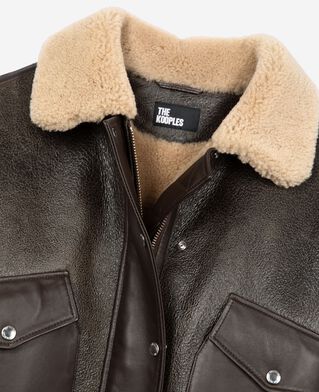 The Kooples FEMME BROWN peau lainée courte marron